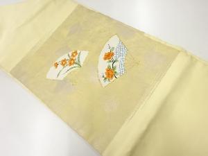 扇面に花模様織出し名古屋帯